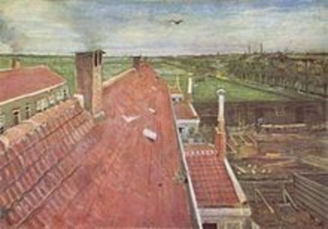 past impressionist,Rooftops View from the Atelier The Hague,By Vincent Van Gogh