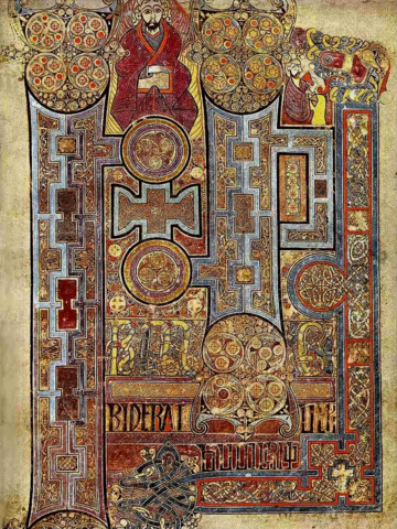 page from The Book of Kells, Ireland, ca. 600 AD