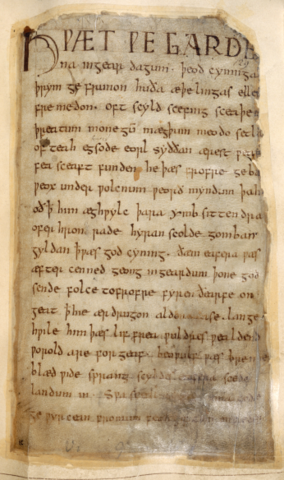 page from Beowulf manuscript, ca. 975 AD
