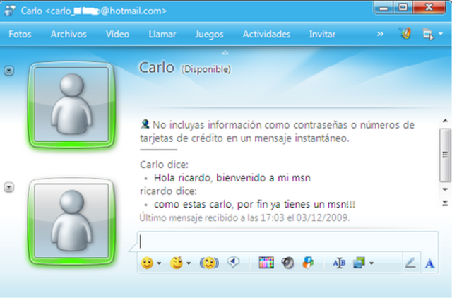 Ingreso a Chat Mesengger Tatiana