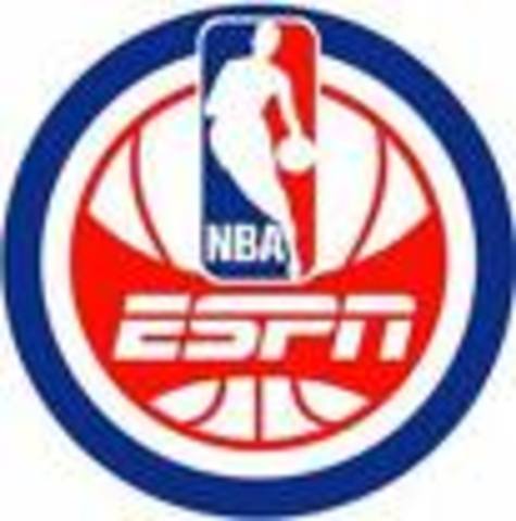 ESPN reaches agreement for multimedia NBA coverage, becoming the first network to televise all four major professional sports-NFL, NHL, MLB, NBA.