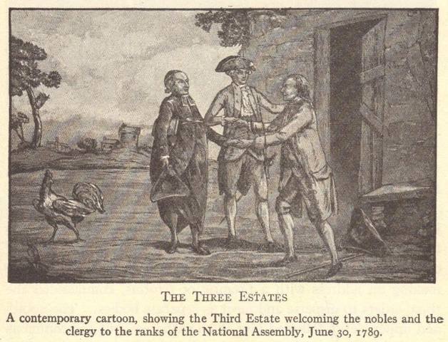 First and Second Estates join the Third Estate in the Newly formed National Assembly