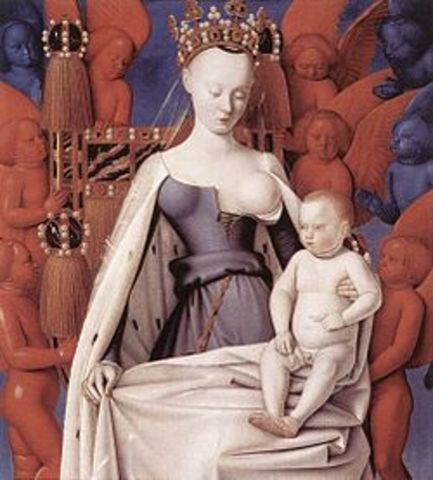 Virgin and Child Surrounded by Angels by Jean Fouquet