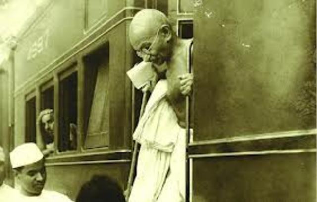 Gandhi was thrown off a train in South Africa.