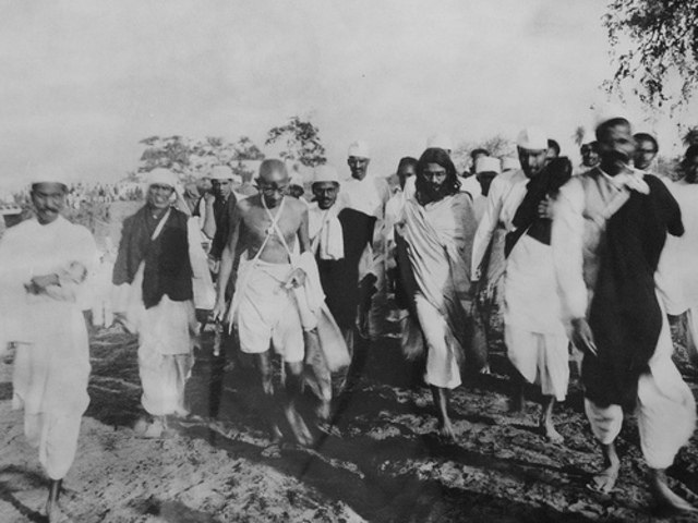 Gandhi participates in the "Salt March".