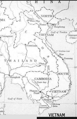 Temporary boundary between North and South Vietnam.