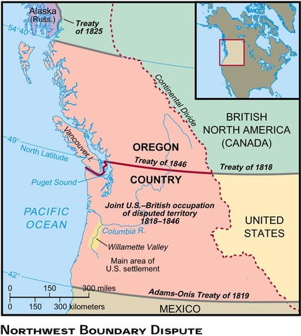 Oregon Treaty following "54 40' Fight!" campaign