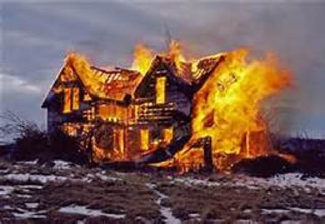 The burning of the books, the house, and the woman.