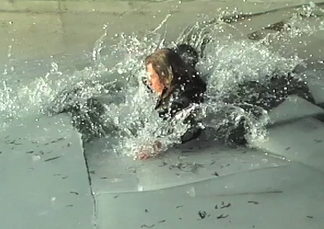 Chris has an accident.