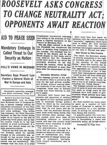 Neutrality Acts passed by US Congress