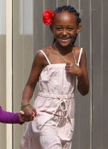Brad's seconed child Zahara Marley Jolie-Pitt she was also adopted born in Awassa, Ethiopia