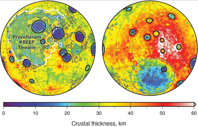 The moon's crustal thickness