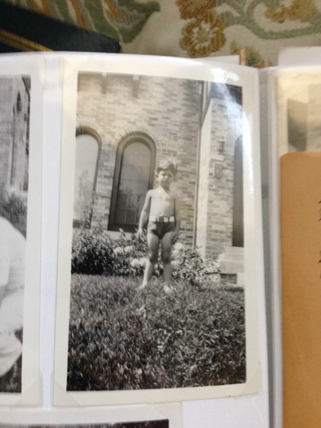 James standing outside in nothing but his underwear