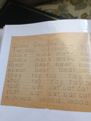 James' writing in school