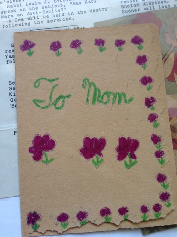 James' hand made note for his mother
