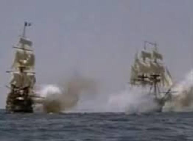 French and British battle in Chesapeake Bay