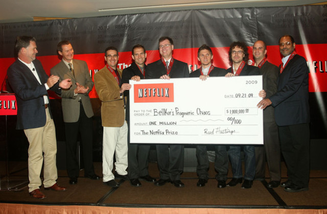 Netflix Prize awarded to "BellKor's Pragmatic Chaos" team