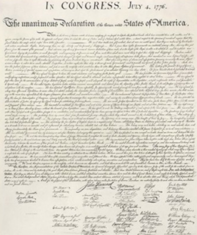 Declaration of Independance issued
