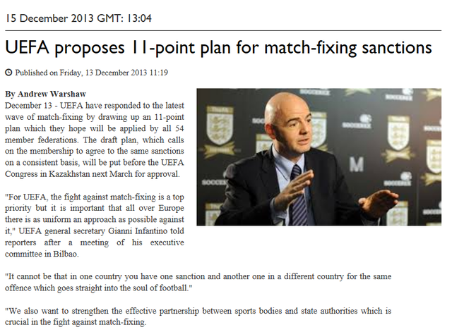 UEFA reveal plan to combat match fixing