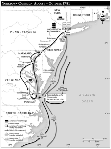 French and British battle in Chesapeake Bay