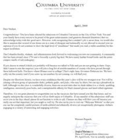 Accepted into University