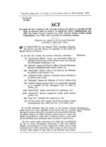 The Abolition of Passes and coordination of Documents Act