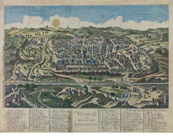 מפת ירושלים של קוארסמיוס (Quaresmius) משנת 1639.