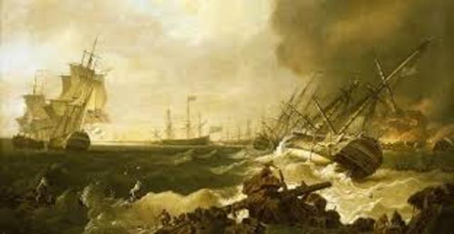 French and British battle in Chesapeake Bay