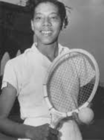 Althea Gibson is the first African American tennis player to win a major title by winning both womens singles and doubles championship at Wimbledon.