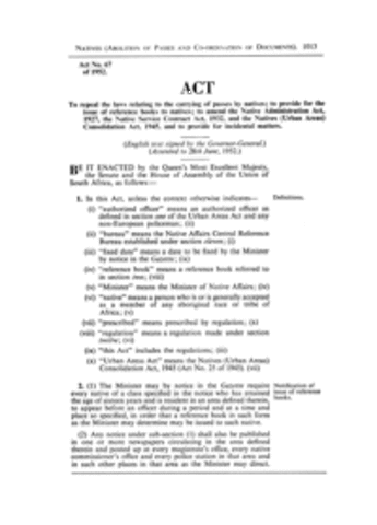 Abolition of Passes and Co-ordination of Documents