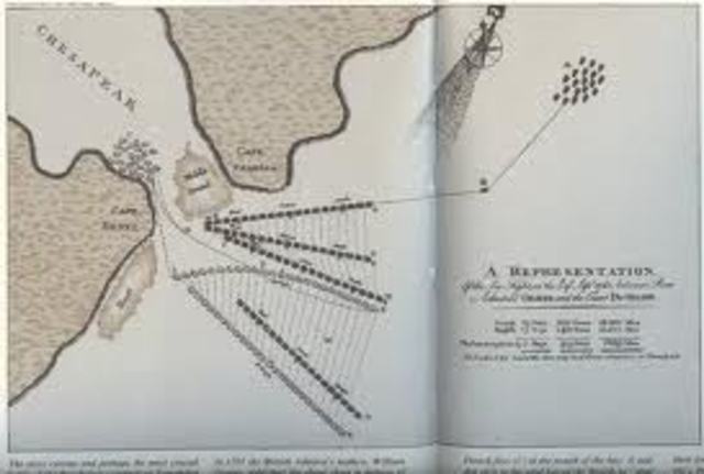 French and British battle in Chesapeake Bay
