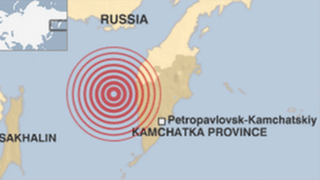 Earthquake in Kamchatka, Russia.
