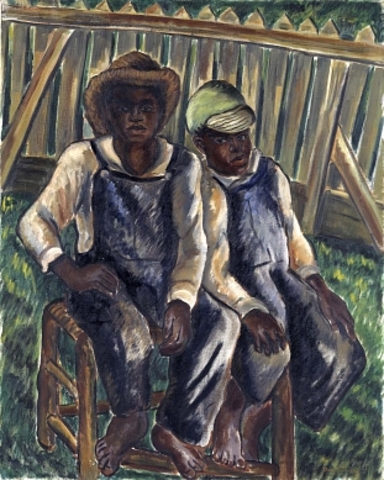 An oil on a canvas Painting called "brothers" was painted