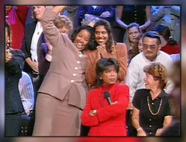 Oprah and audience watch OJ Verdict live
