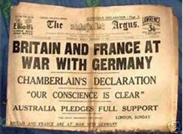 Britain and France declare war on Germany