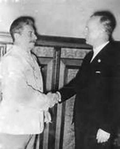 Nazi-Soviet Pact signed by Hitler and Stalin