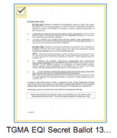 'Secret Ballot' for Cobblestone EQI Vote