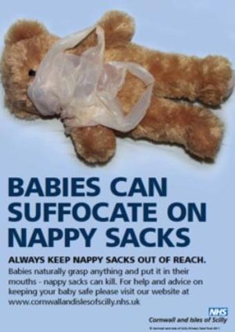 FIRST WARNING LABELS PRINTED ON PLASTIC BAGS