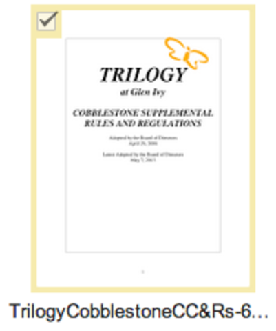 Cobblestone CC&Rs 1st Adopted by the Board of Directors