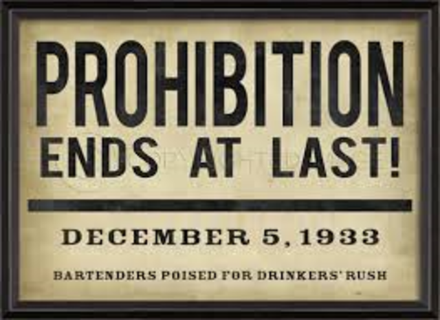 Prohibition ends.
