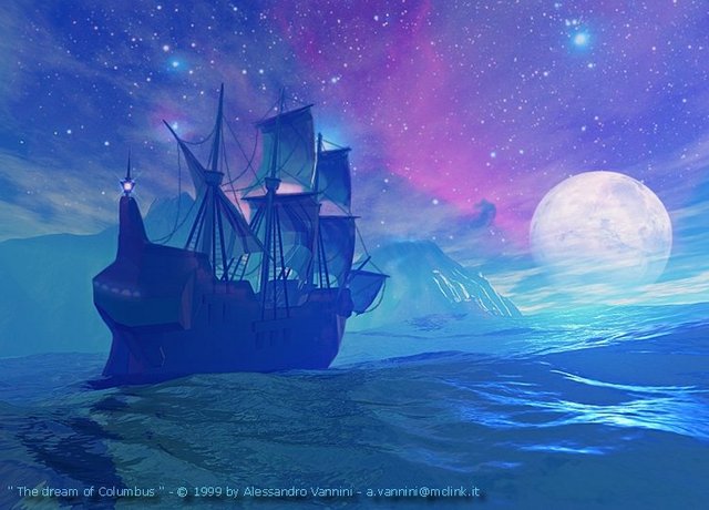 Christopher Columbus sets sail westward.