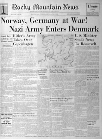 Hitler launched a surprise invasion on Denmark and Norway.