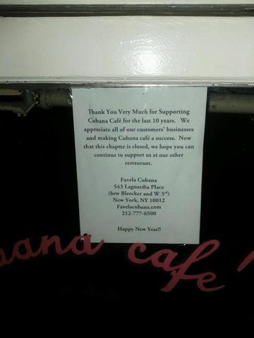 cubana cafe closed :(