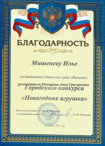Благодарность Мишеневу Илье