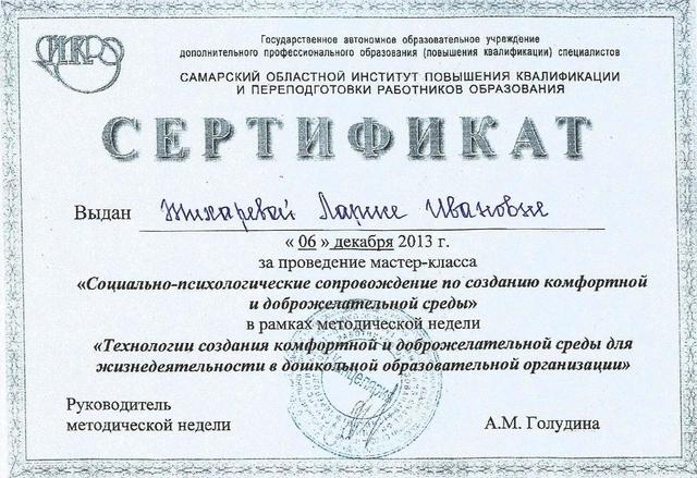 Сертификат Жихаревой Л.И.