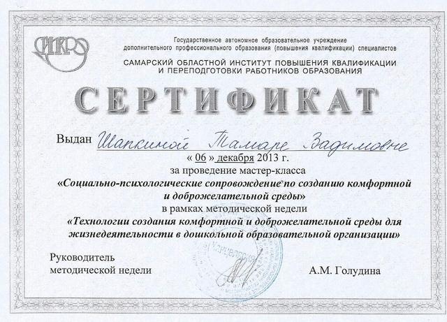 Сертификат Шапкиной Т.В.