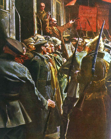 Lenin returns from exile in Germany