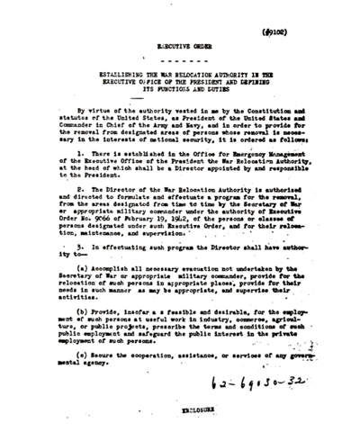 Executive Order  9102