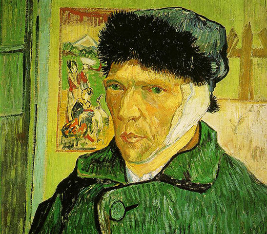 Van Gogh suffers from mental illnesses and cuts off his own ear