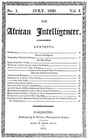 American Colonization Society journal cover